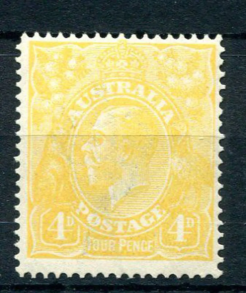 1914-20 Single Watermark 4d lemon-yellow. MLH, ... Image 1++