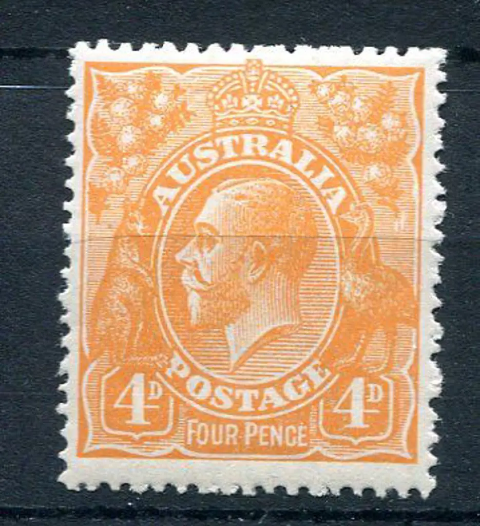 1914-20 Single Watermark 4d orange with wmk ... Image 1++
