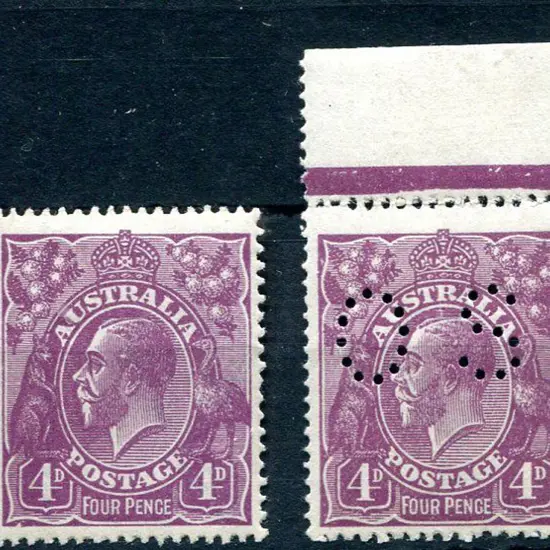 1914-20 Single Watermark 4d violet with “White ...