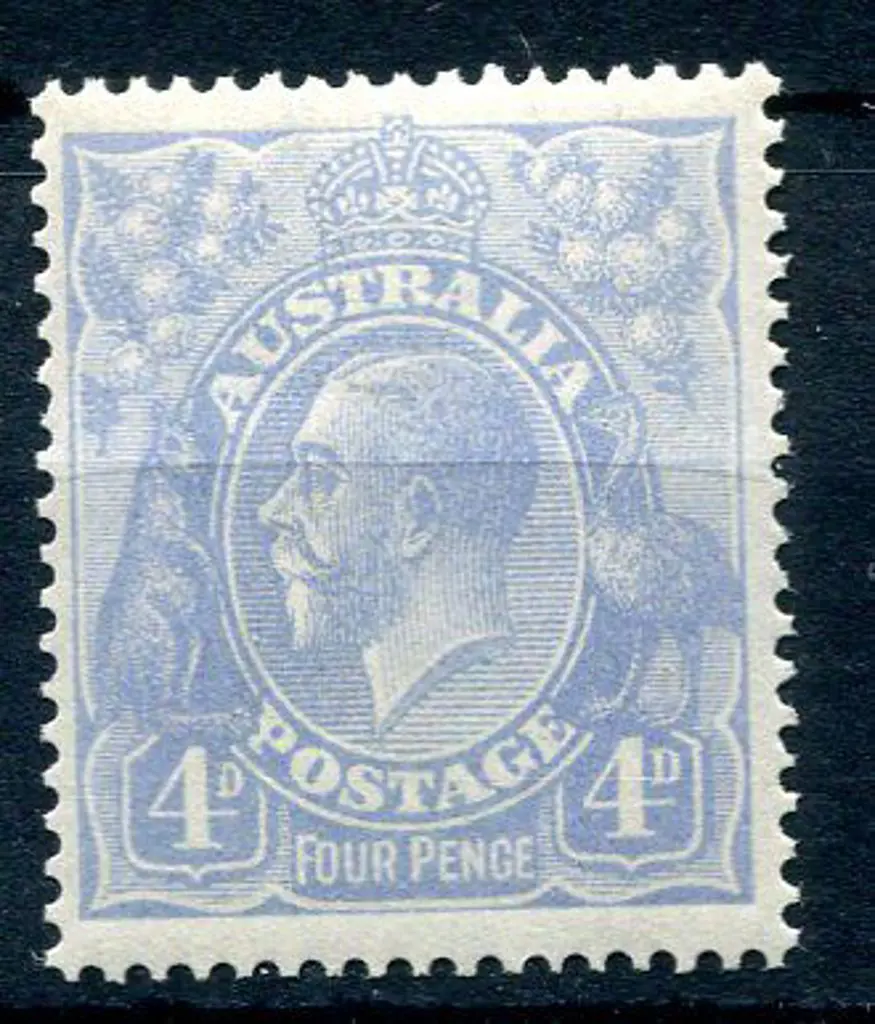 1914-20 Single Watermark 4d pale milky blue. ... Image 1++
