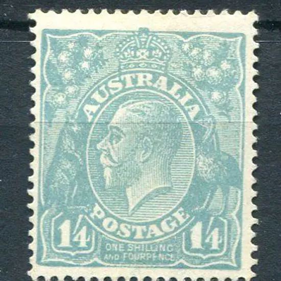 1914-20 Single Watermark ¼d turquoise with “thick ...