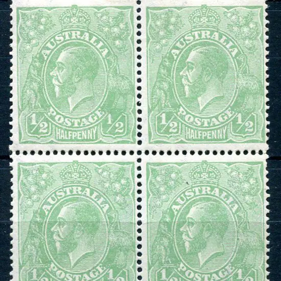 1918-20 Large Multiple Watermark Perf.14 ½d green ...