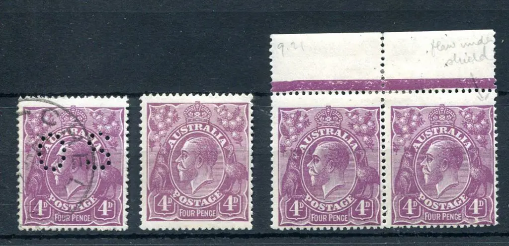 1918-20 Large Multiple Watermark Perf.14 4d violet ... Image 1++