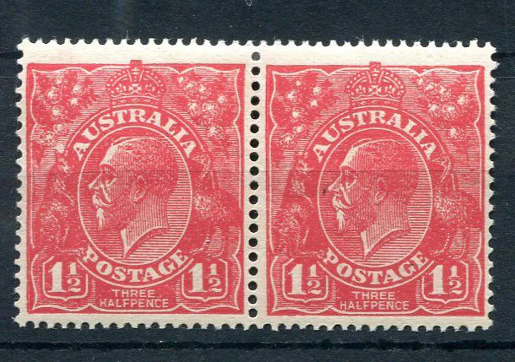 1924 No Watermark 1½d rose-red pair with left unit ... Image 1++