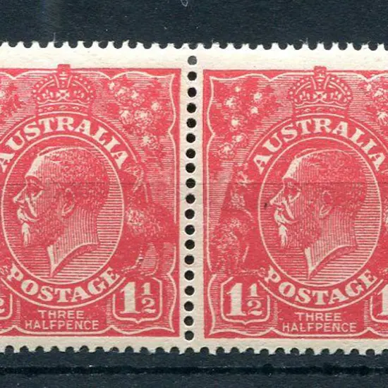 1924 No Watermark 1½d rose-red pair with left unit ...
