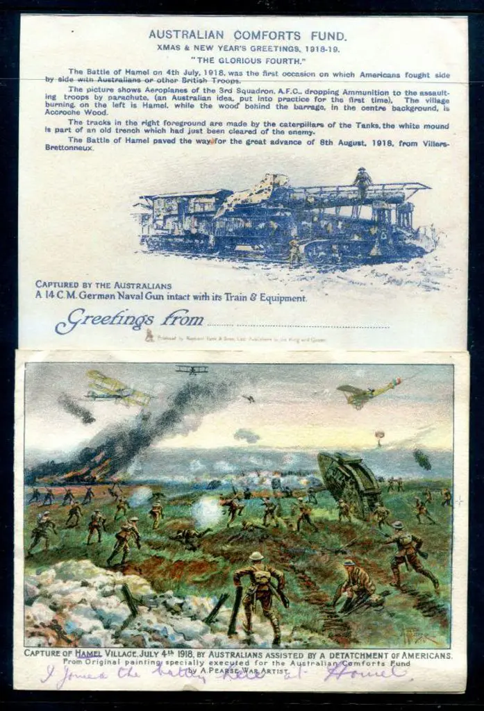 1918 Australian Comforts Fund Greetings card with ... Image 1++
