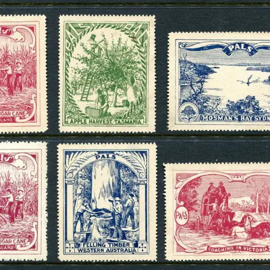 1920/21 "Pals" labels group of 6 incl "Coaching in ...