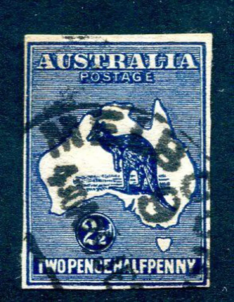 1921 2½d indigo kangaroo cut out from Postal ... Image 1++