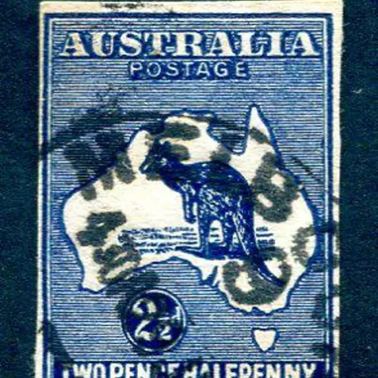 1921 2½d indigo kangaroo cut out from Postal ...