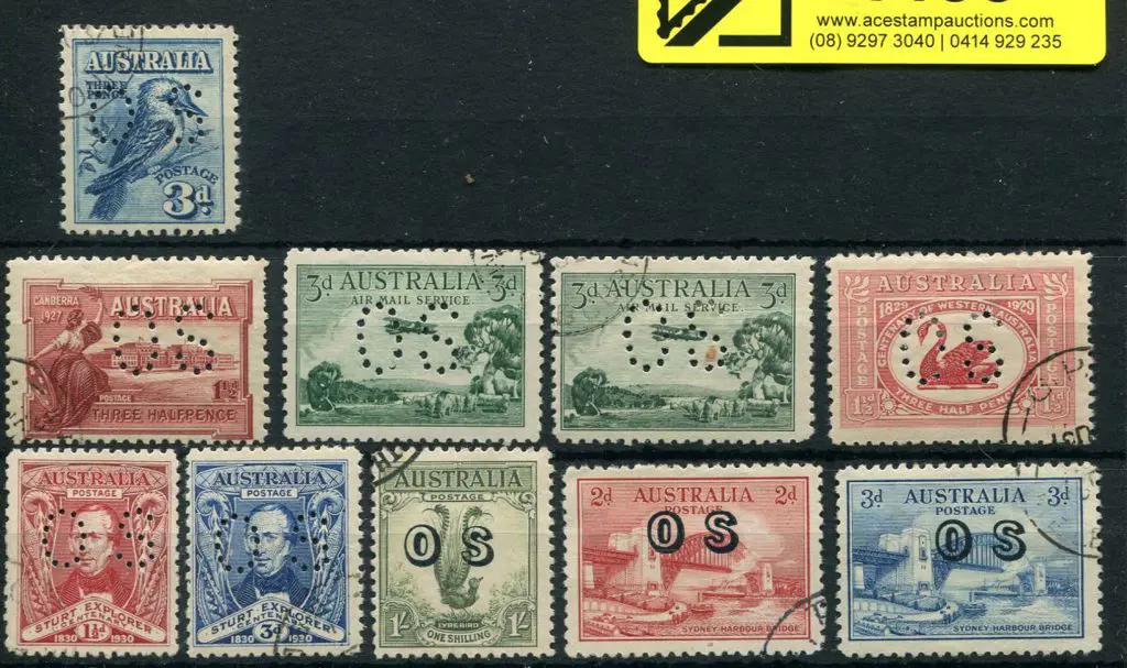 1927-1932 Officials selection incl perf "OS" 1½d ... Image 1++