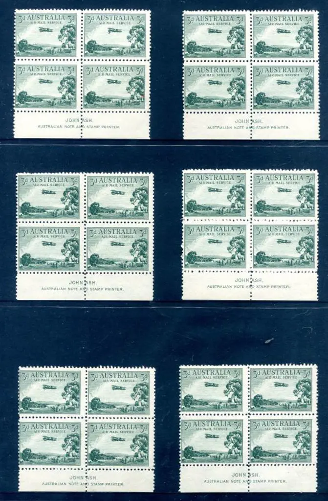 1929 3d Airmail, type A in John Ash imprint blocks ... Image 1++