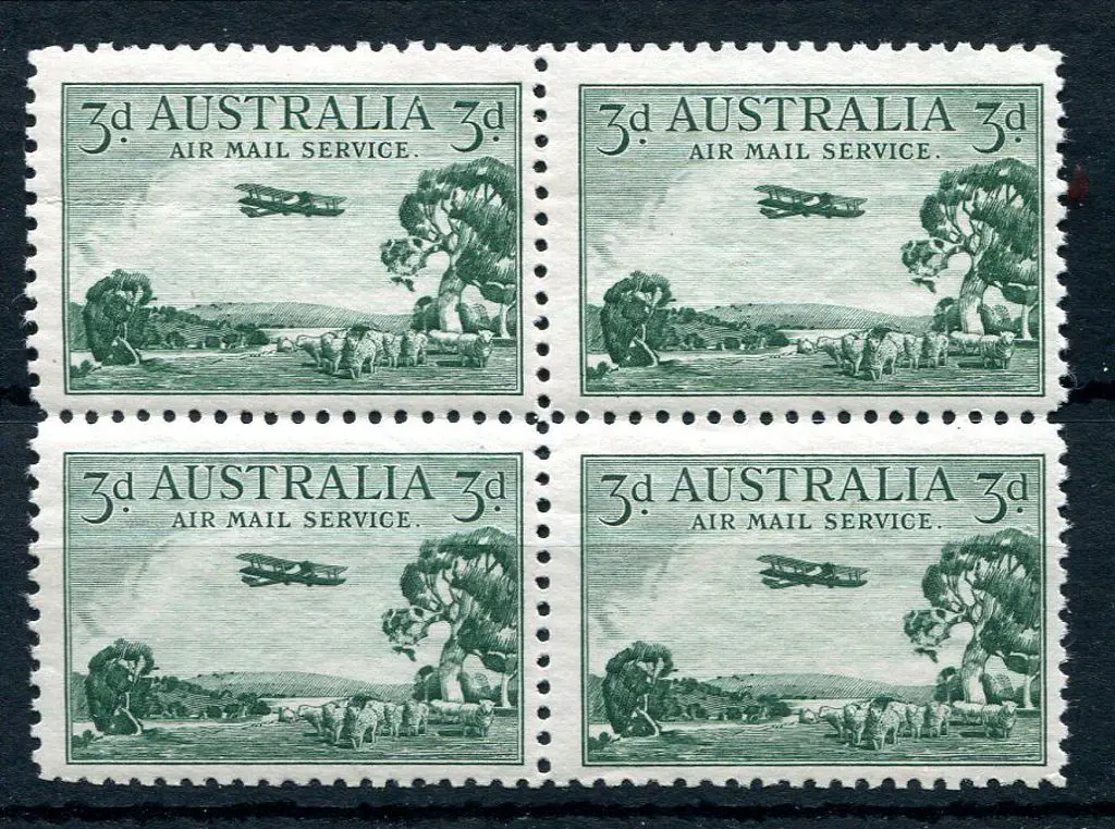 1929 3d Airmail, type B. Fine & fresh MUH block of ... Image 1++