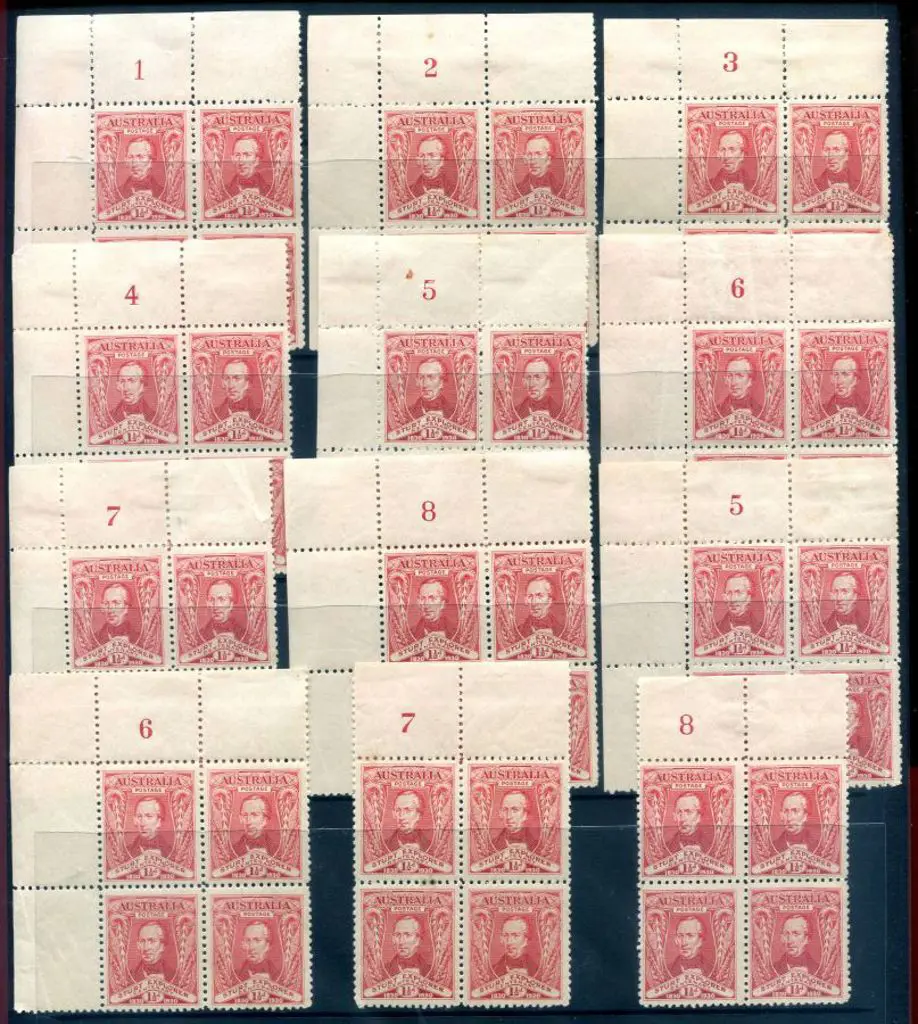 1930 1½d Sturt in Plates 1-8 blocks as above but ... Image 1++