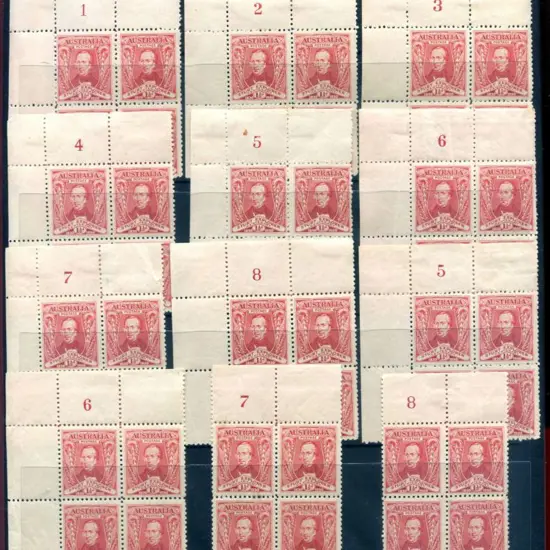 1930 1½d Sturt in Plates 1-8 blocks as above but ...