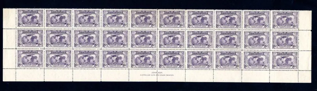 1931 6d violet Kingsford Smith in bottom sheet ... Image 1++
