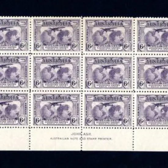 1931 6d violet Kingsford Smith in bottom sheet ...