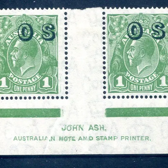 1932 1d green KGV John Ash gutter pair. "Some of ...