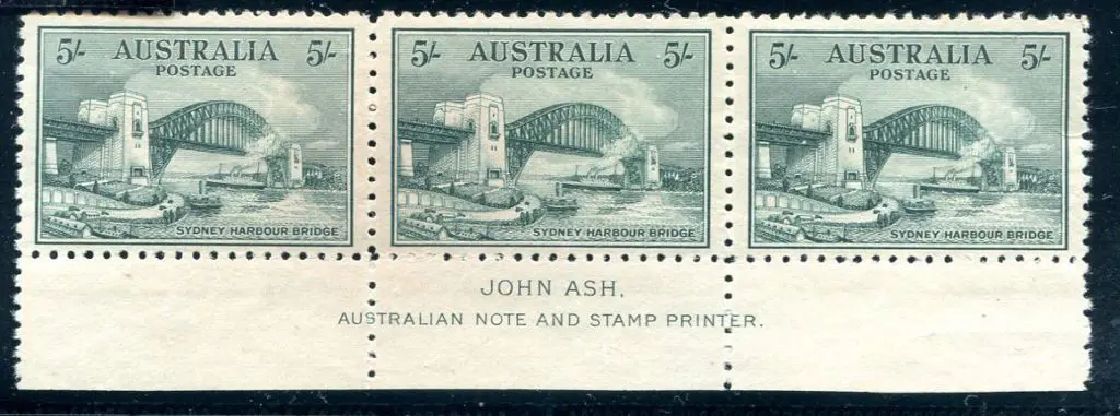 1932 5/- Sydney Harbour Bridge John Ash imprint ... Image 1++