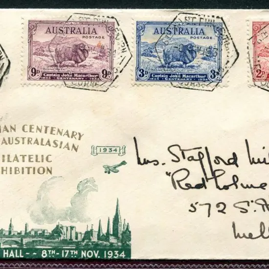 1934 (8th Nov) McCarthur set of 3 on "Victorian ...