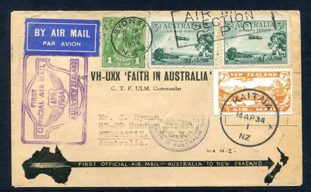 1934 (10th-14th Apr) Aust to NZ & return First ... Image 1++