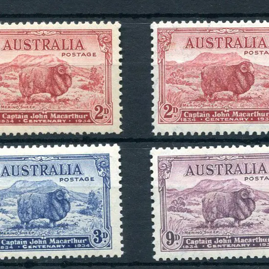 1934 Macarthur set of 4 incl "dark hills". Fresh ...