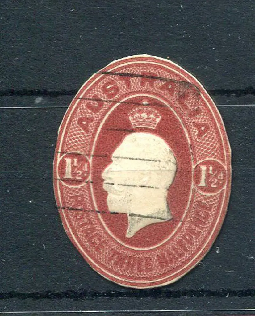 1934c 1½d red-brown KGV oval cut-out on thick card ... Image 1++
