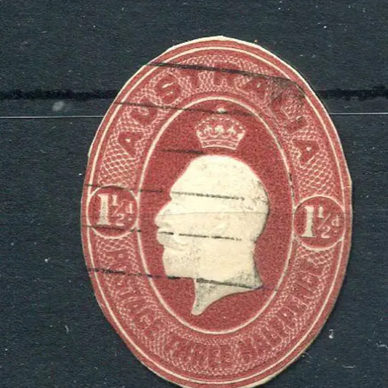 1934c 1½d red-brown KGV oval cut-out on thick card ...