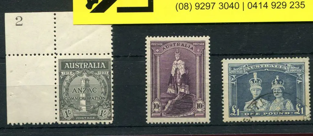 1935 1/- Anzac plate 2 marginal example MLH on ... Image 1++