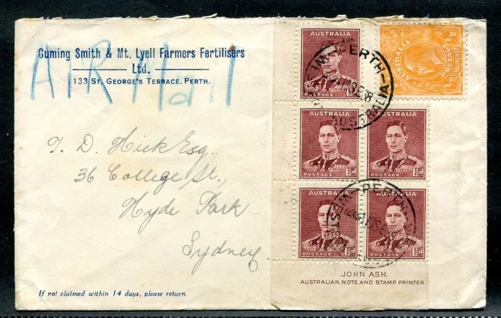 1938 (10th Sept) ½d orange KGV in combination with ... Image 1++