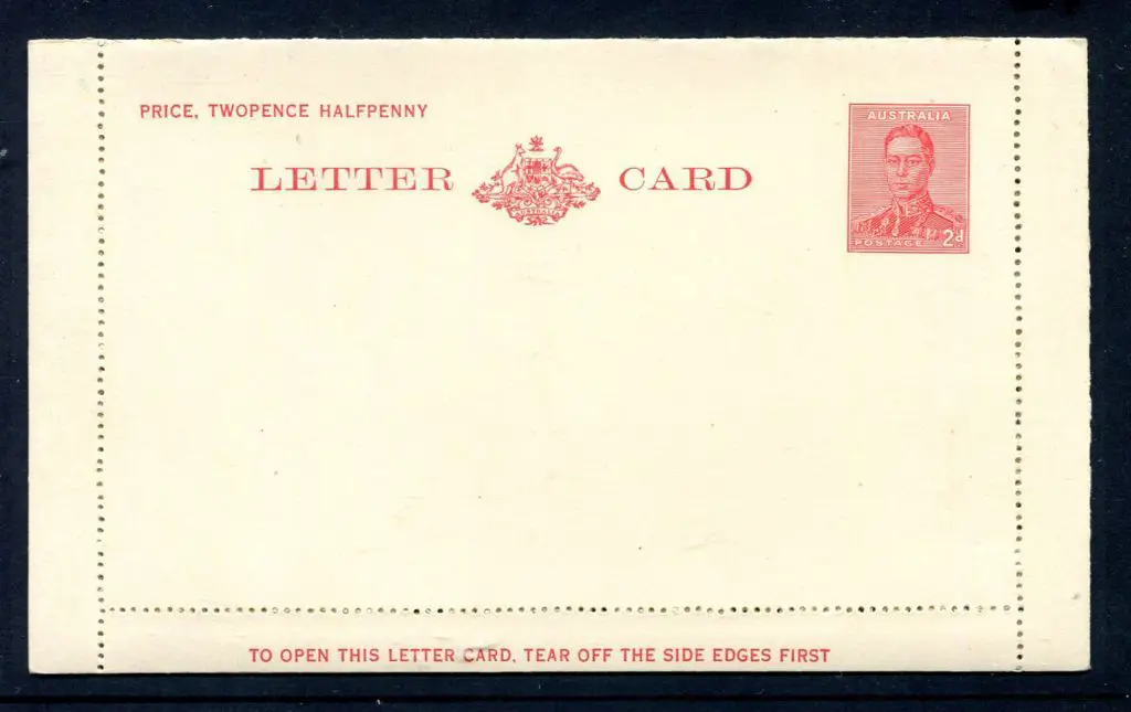 1938 2d scarlet KGVI Letter Card with perf. 11¾ ... Image 1++