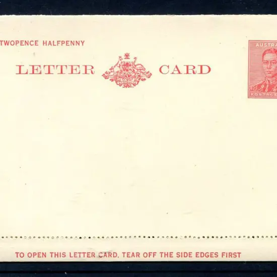 1938 2d scarlet KGVI Letter Card with perf. 11¾ ...
