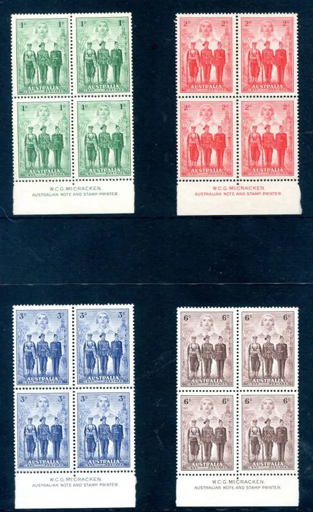1940 AIF set of 4 in McCracken imprint blocks. ... Image 1++