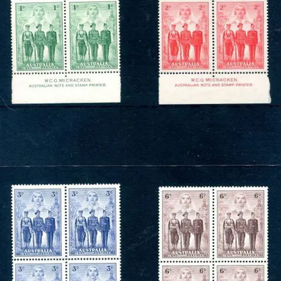 1940 AIF set of 4 in McCracken imprint blocks. ...
