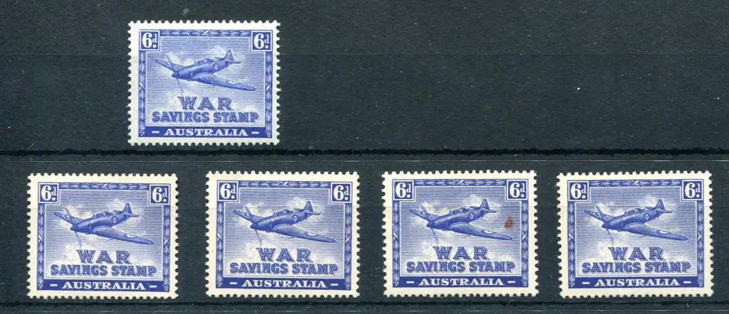 1942 6d Spitfire War Savings Stamps x 5. All no ... Image 1++