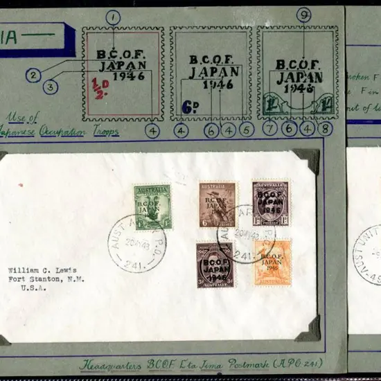 1948 (20th May) BCOF set of 7 to 5/- on 2 covers ...