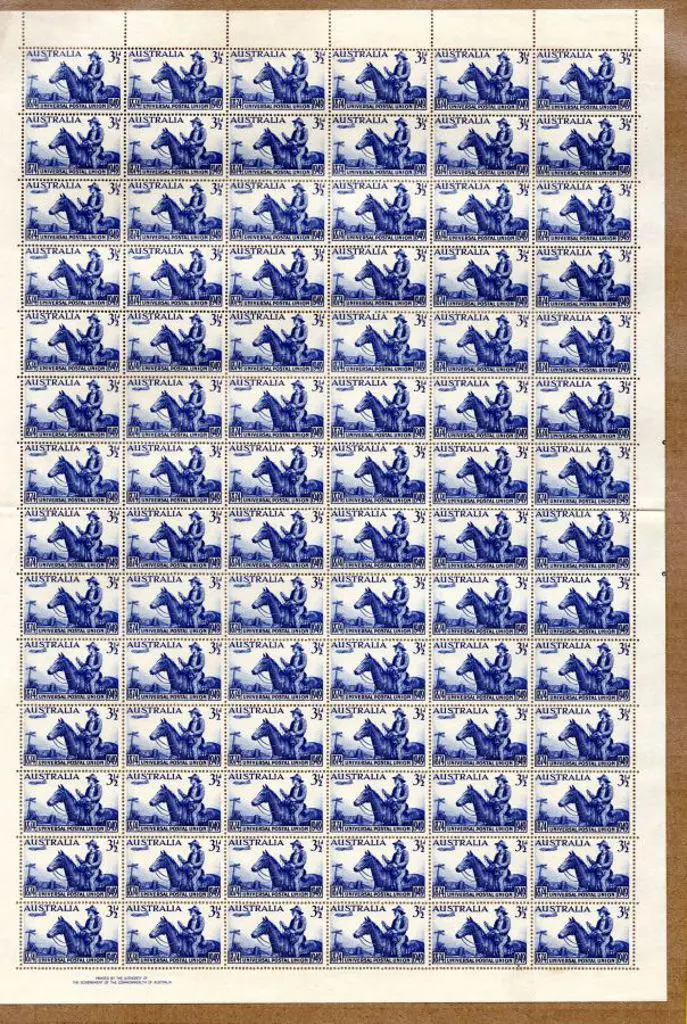 1949 3½d UPU in complete sheet of 84 with perf ... Image 1++