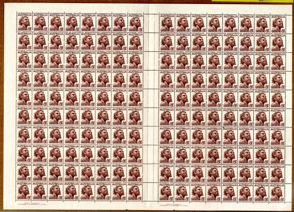 1950 8½d Aborigine in complete sheet of 160 with ... Image 1++