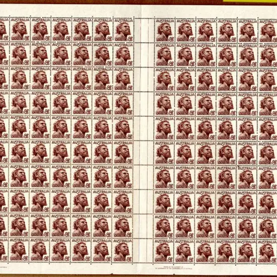 1950 8½d Aborigine in complete sheet of 160 with ...