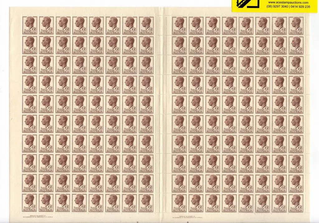 1952 6½d brown KGVI in complete sheet of 160 with ... Image 1++