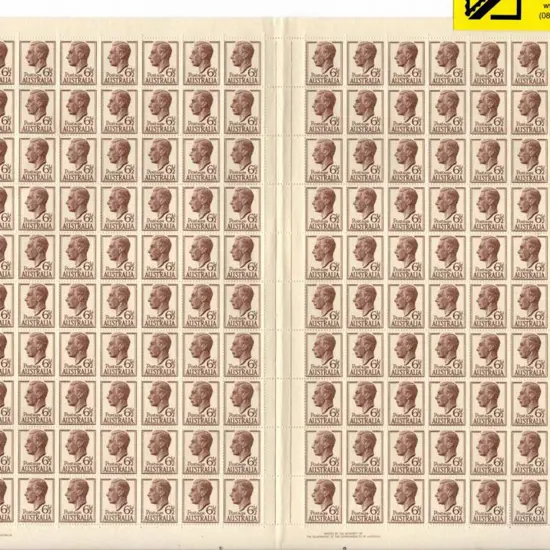 1952 6½d brown KGVI in complete sheet of 160 with ...