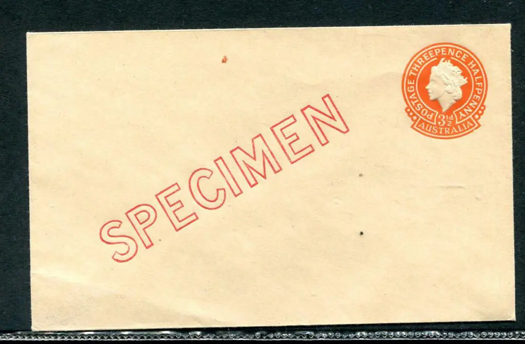 1953/56 3½d red QEII embossed envelope ovptd ... Image 1++