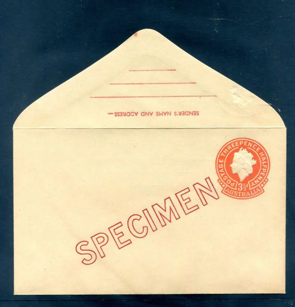 1953/56 3½d red QEII embossed envelope ovptd ... Image 1++