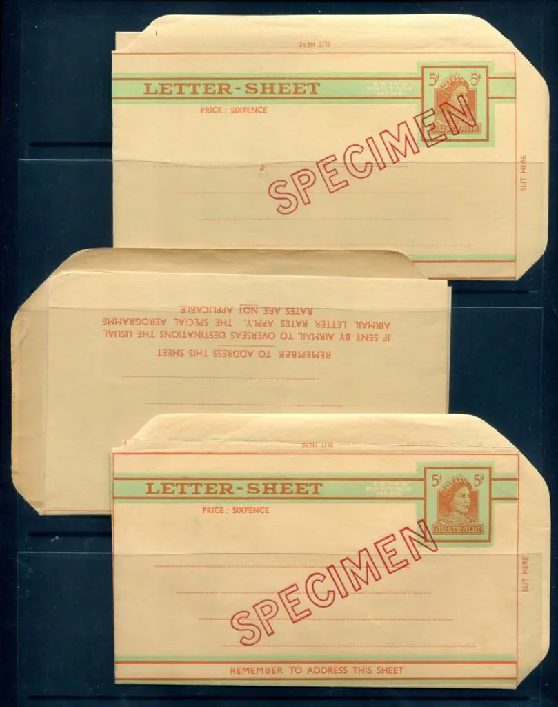 1961/66 5d QEII Letter Sheets ovptd "SPECIMEN" in ... Image 1++