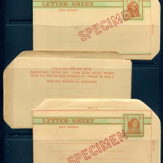 1961/66 5d QEII Letter Sheets ovptd "SPECIMEN" in ...