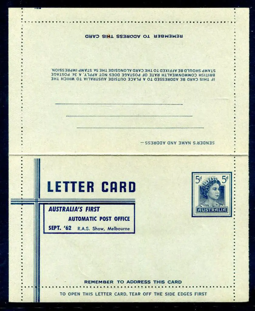 1962 5d Letter Card with "Australia's First ... Image 1++