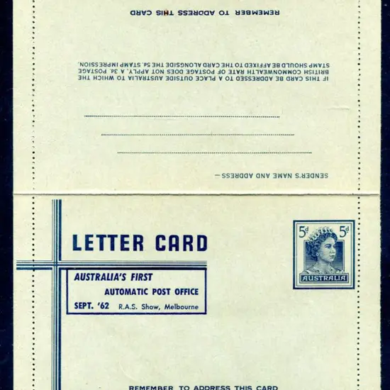 1962 5d Letter Card with "Australia's First ...