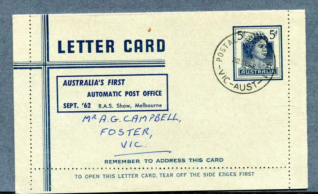 1962 5d Letter Card with R.A.S. Show Melbourne ... Image 1++