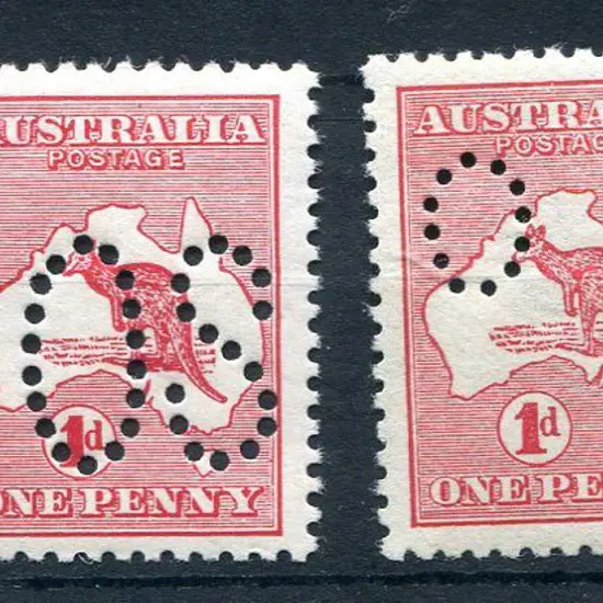 1913 1d red, Die I kangaroo, 1st wmk perfined ...