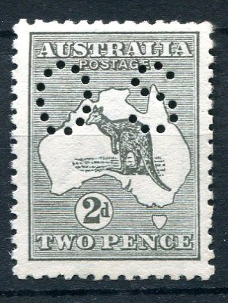 1913 2d slate kangaroo, 1st wmk perfined small ... Image 1++