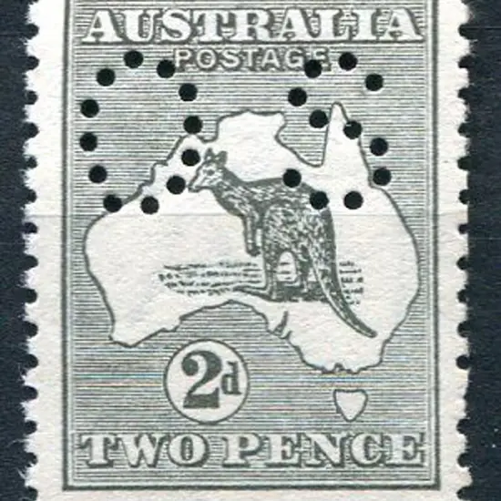 1913 2d slate kangaroo, 1st wmk perfined small ...